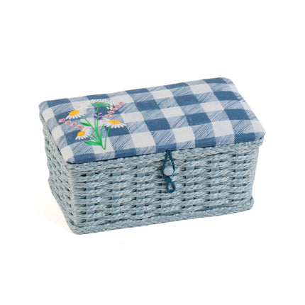 Small Sewing Box | Hobby Gift | Wicker Basket Embroidered Wild Floral Plaid - HGSWE\604