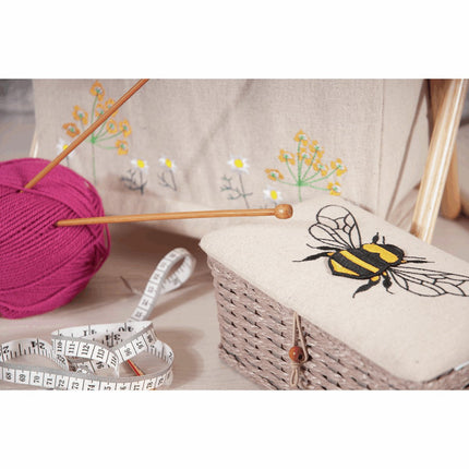 Small Sewing Box | Hobby Gift | Wicker Basket Linen Bee - HGSW\347