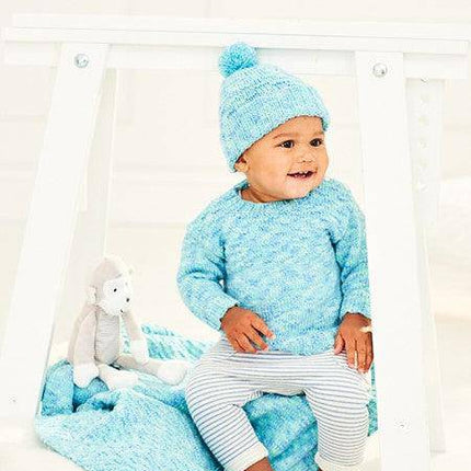 Stylecraft - Sweet Dreams DK - 9898 Baby Sweater / Jumper, Hat & Blanket Knitting Pattern (0-4) - 190-9898-01