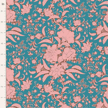Tilda Bloomsville Fabric | Abloom | Petrol - TD110073