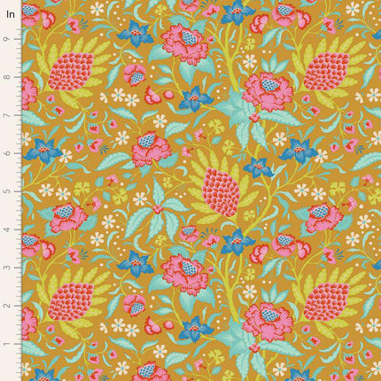 Tilda Bloomsville Fabric | Flowertangle | Mustard - TD100516