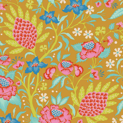 Tilda Bloomsville Fabric | Flowertangle | Mustard - TD100516