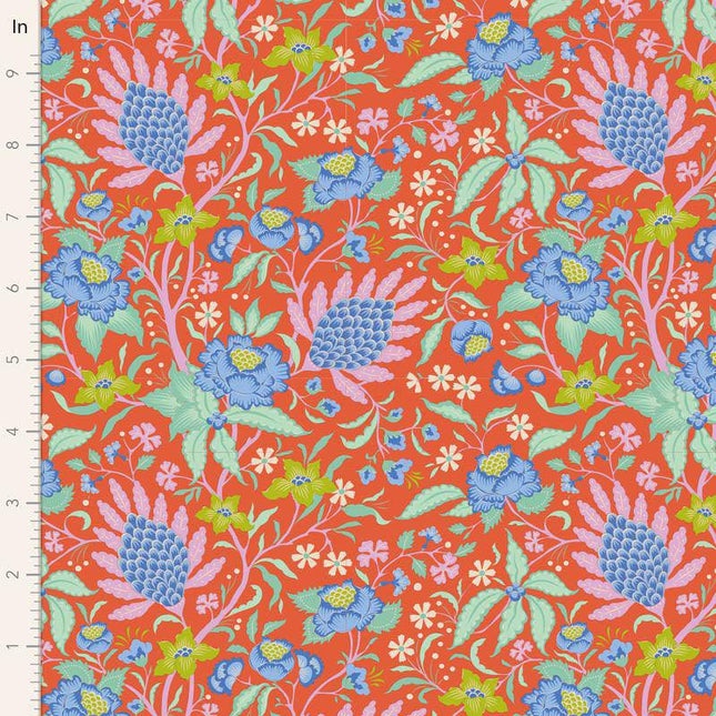 Tilda Bloomsville Fabric | Flowertangle | Persimmon - TD100505