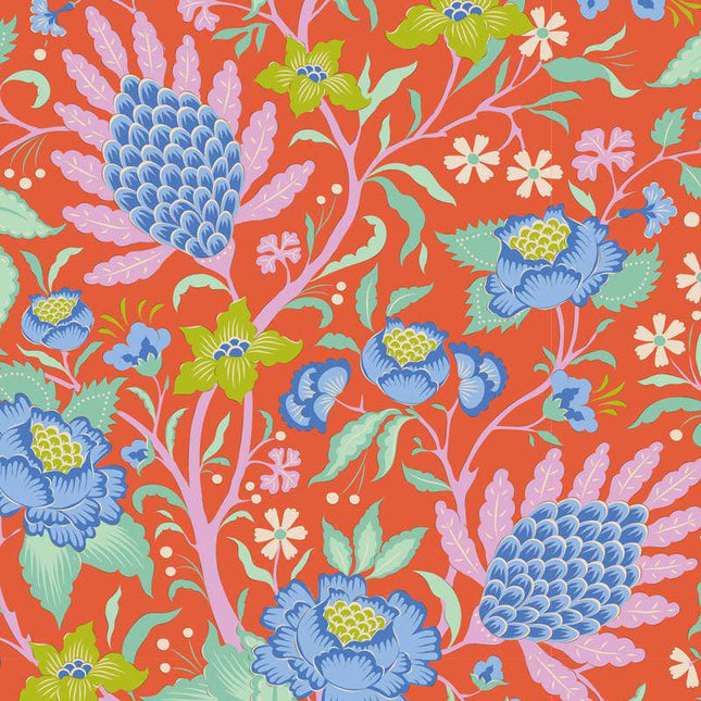 Tilda Bloomsville Fabric | Flowertangle | Persimmon - TD100505