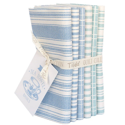 Tilda Fabrics | Tea Towel Basics | Blue Teal | Fat Quarter Pack (6) - TD300045