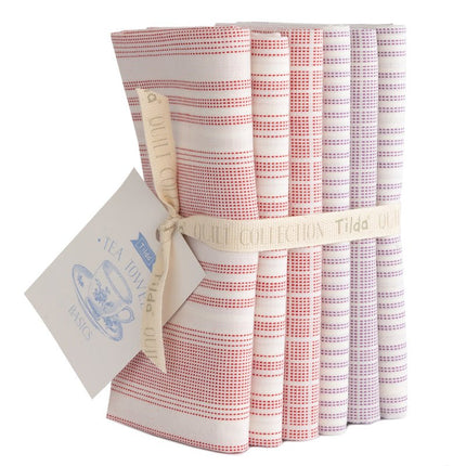 Tilda Fabrics | Woven Tea Towel Basics | Red Plum | Fat Quarter Pack (6) PRE-ORDER - TD300193