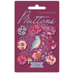 Tilda Hibernation Fabric | 18mm Buttons | Hibiscus / Mulberry -