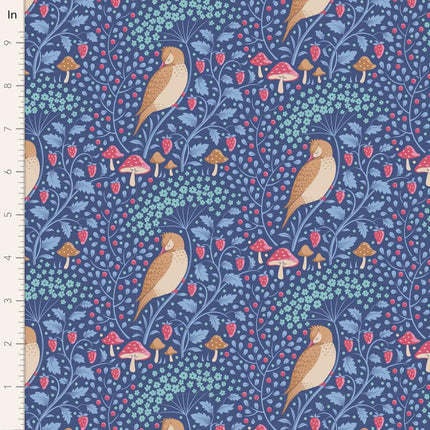 Tilda Hibernation Fabric | Sleepy Bird | Denim -