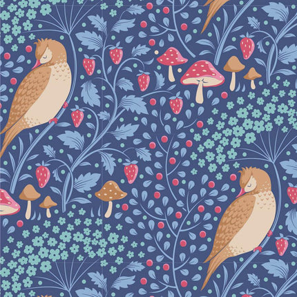 Tilda Hibernation Fabric | Sleepy Bird | Denim -