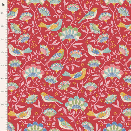 Tilda Jubilee Fabric | Bird Tree | Red - TD100544