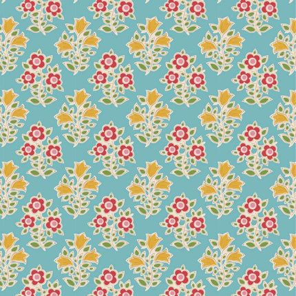 Tilda Jubilee Fabric | Farm Flowers | Teal - TD120001