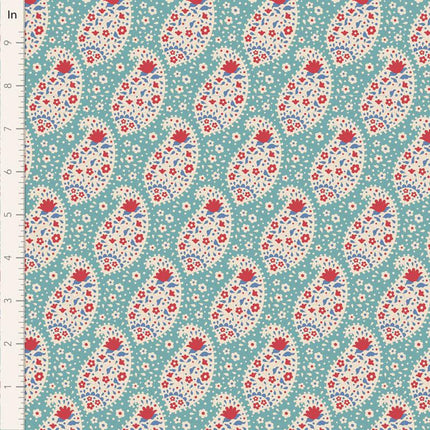 Tilda Jubilee Fabric | Teardrop | Teal - TD100556
