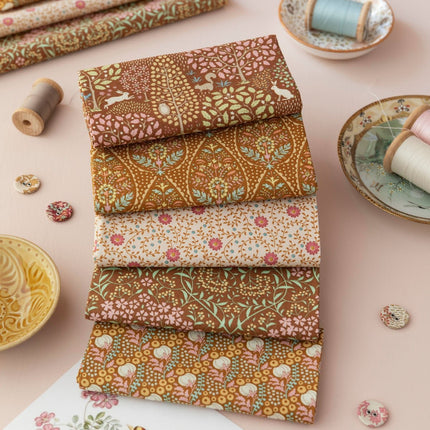 Tilda Sanctuary Fabric | Fat Quarter Pack | Caramel / Ochre (5) | Pre Order October - TD300197