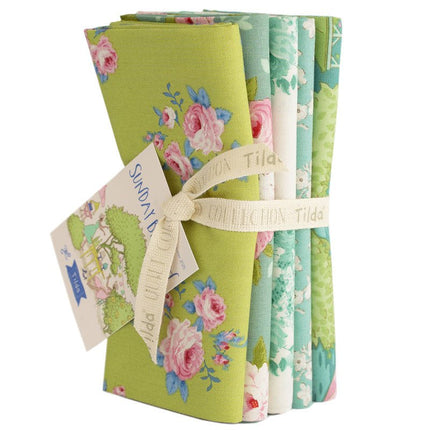 Tilda Sunday Brunch | HALF METRE Pack | Lime / Teal (5) | PRE ORDER FEBRUARY - TD300222 - 1/2
