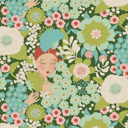 Tilda Wallflower | Fat Quarter Pack | Green (5) PRE ORDER JUNE - TD300232