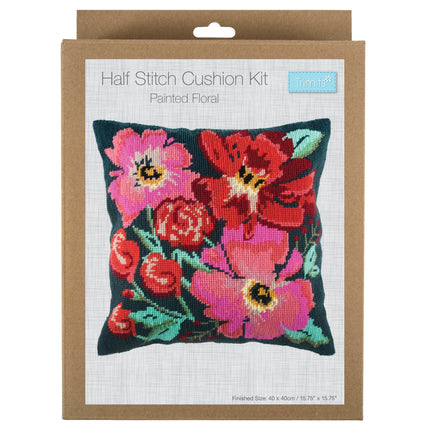 Trimits | Half Stitch Tapestry Kit | Cushion | Painted Floral - GCS83