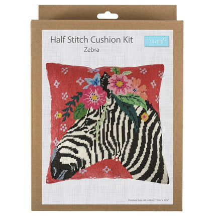 Trimits | Half Stitch Tapestry Kit | Cushion | Zebra - GCS112