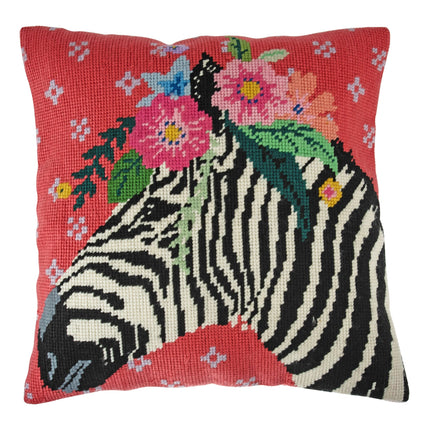 Trimits | Half Stitch Tapestry Kit | Cushion | Zebra - GCS112