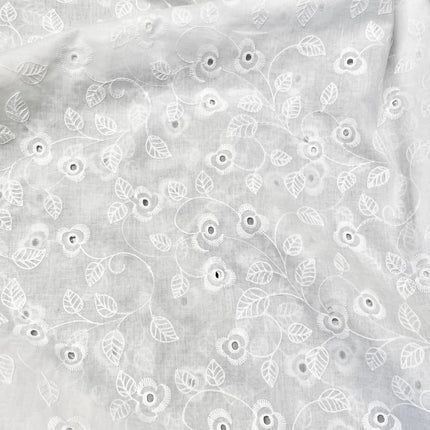 Vines | Embroidered Cotton | White - Hollies Haberdashery UK