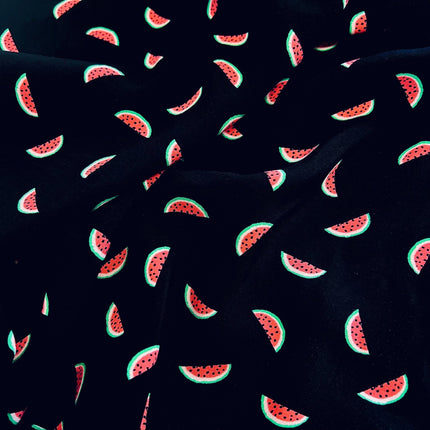 Watermelons Viscose | Black - XR106