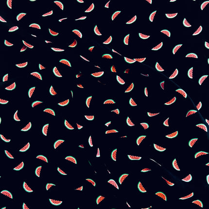Watermelons Viscose | Black - XR106