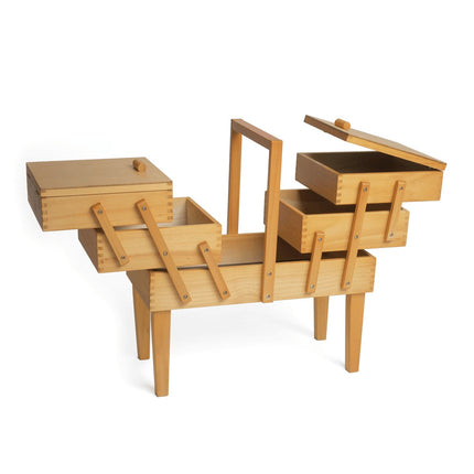 Wood Cantilever Sewing Box | Hobby Gift | 3 Tier with legs - GB8550