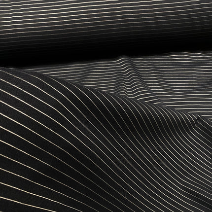 Midnight Silver Stripe - Jersey Ponte - Hollies Haberdashery UK