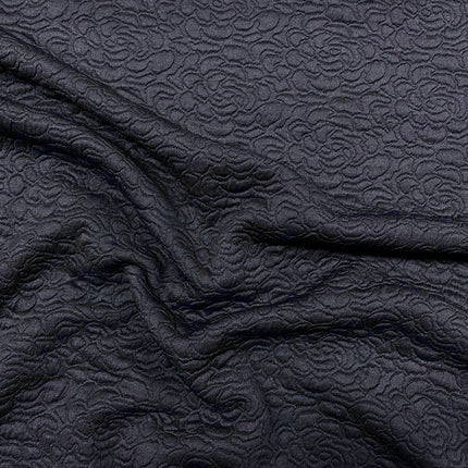 H291 | Embossed Ponte Roma - Navy Flower (1.06mtr end of bolt) - Hollies Haberdashery UK