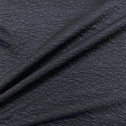 H291 | Embossed Ponte Roma - Navy Flower (1.06mtr end of bolt) - Hollies Haberdashery UK