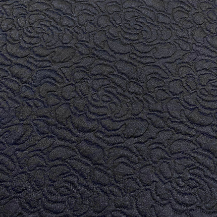 H291 | Embossed Ponte Roma - Navy Flower (1.06mtr end of bolt) - Hollies Haberdashery UK