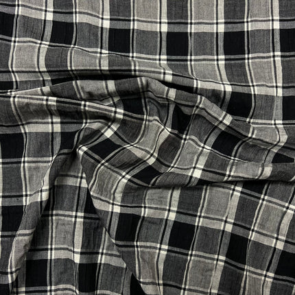 Textured Viscose - Grey Check - Hollies Haberdashery UK