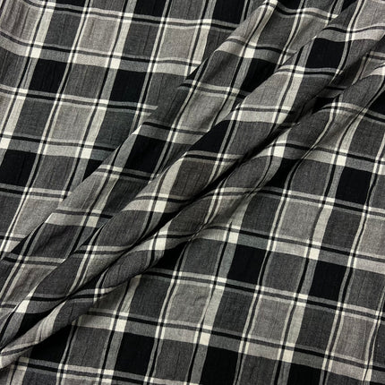 Textured Viscose - Grey Check - Hollies Haberdashery UK