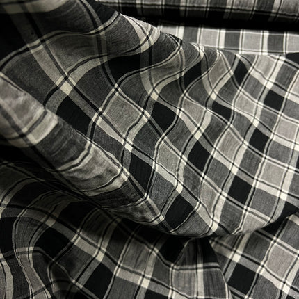 Textured Viscose - Grey Check - Hollies Haberdashery UK