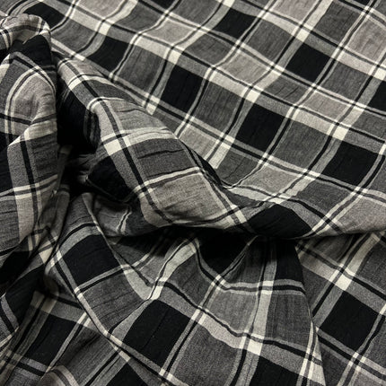 Textured Viscose - Grey Check - Hollies Haberdashery UK