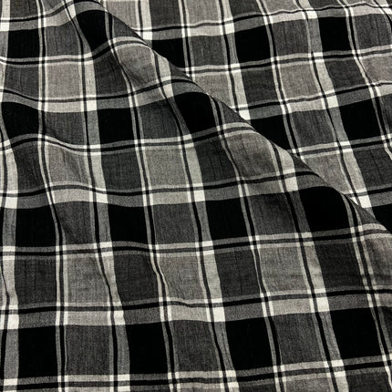 Textured Viscose - Grey Check - Hollies Haberdashery UK