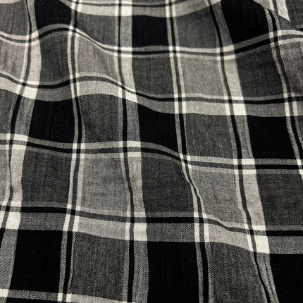 Textured Viscose - Grey Check - Hollies Haberdashery UK