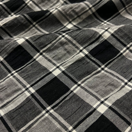 Textured Viscose - Grey Check - Hollies Haberdashery UK