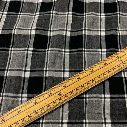 Textured Viscose - Grey Check - Hollies Haberdashery UK