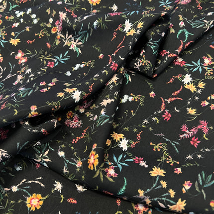 Black Botanical Poly Dress Fabric - Hollies Haberdashery UK