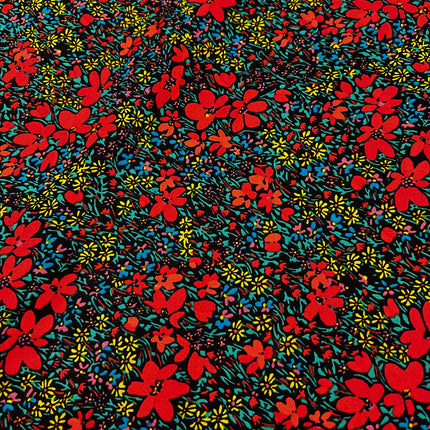Nancy Floral Cotton Lawn - Red - Hollies Haberdashery UK