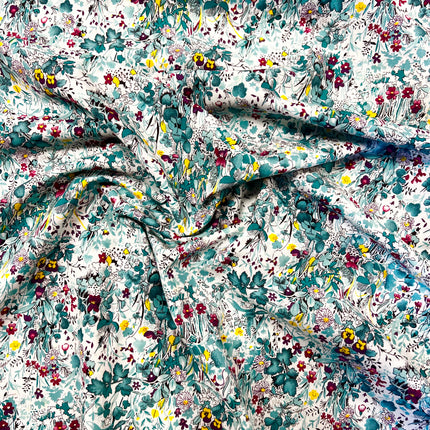Hyacinth Field Cotton Lawn - Teal - Hollies Haberdashery UK