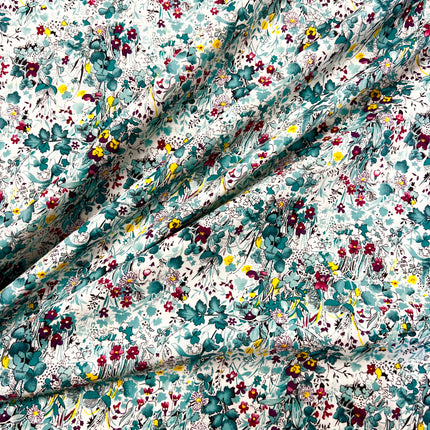 Hyacinth Field Cotton Lawn - Teal - Hollies Haberdashery UK
