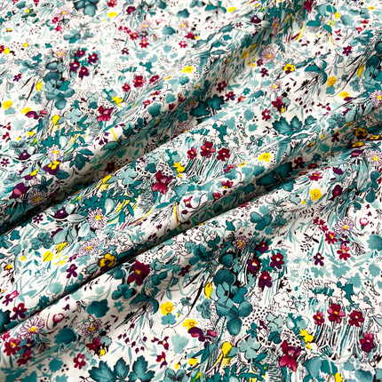 Hyacinth Field Cotton Lawn - Teal - Hollies Haberdashery UK