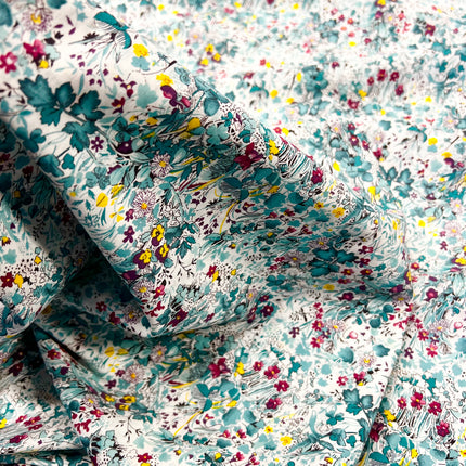 Hyacinth Field Cotton Lawn - Teal - Hollies Haberdashery UK