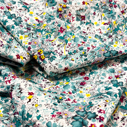 Hyacinth Field Cotton Lawn - Teal - Hollies Haberdashery UK