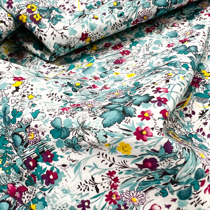 Hyacinth Field Cotton Lawn - Teal - Hollies Haberdashery UK