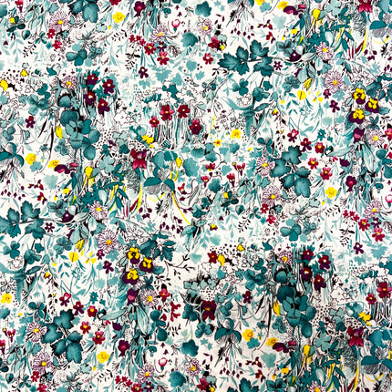 Hyacinth Field Cotton Lawn - Teal - Hollies Haberdashery UK