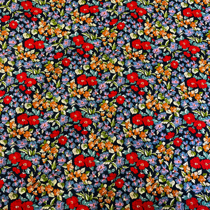 Betty Cotton Lawn - Navy/Red - Hollies Haberdashery UK