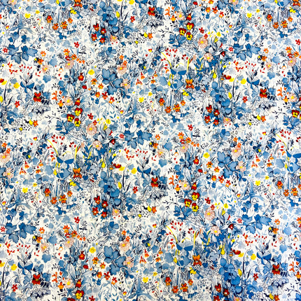 Hyacinth Field Cotton Lawn - Blue - Hollies Haberdashery UK