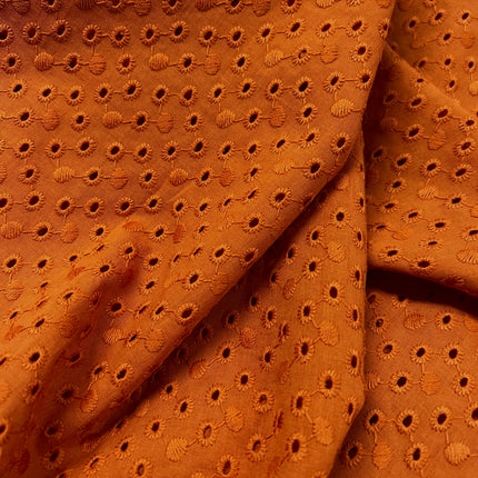 Embroidered Cotton - Gold Brown - Hollies Haberdashery UK